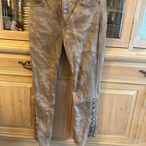 Lauren Ralph Lauren high rise boot cut lace up jeans in tan